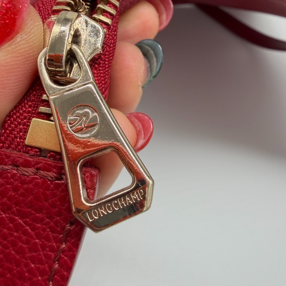 Longchamp Le Foulonné Cherry Red Leather Crossbody Bag - Like New - Picture 9 of 13